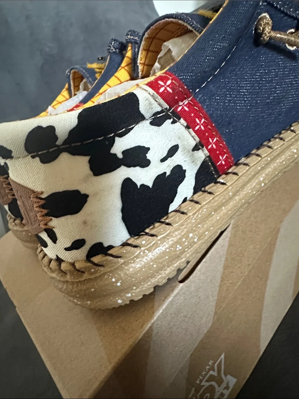 Hey Dude Kids Woody Denim Navy Slip-On Moccasins with Sheriff Badge